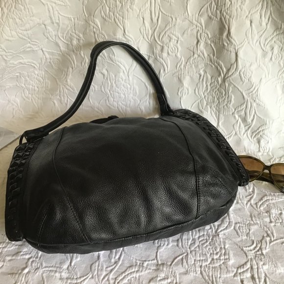 Large Black Shoulder Purse / Tote Bag Decorated with Black Studs - Picture 5 of 8